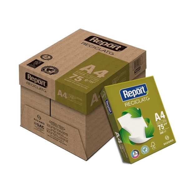 Papel A4 75g Report Reciclado Cx C05 Resmas Zip Papelaria 5105